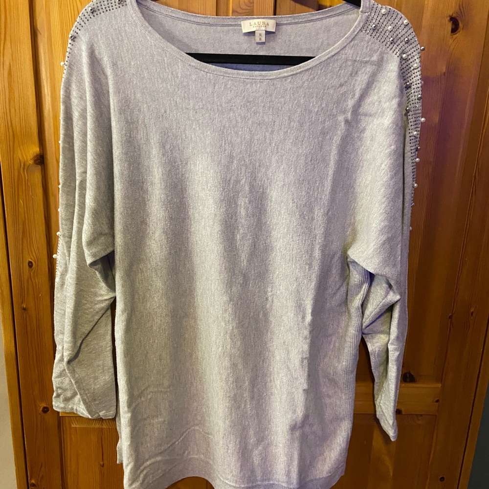 Women's Grey Top with Sequin Detail
